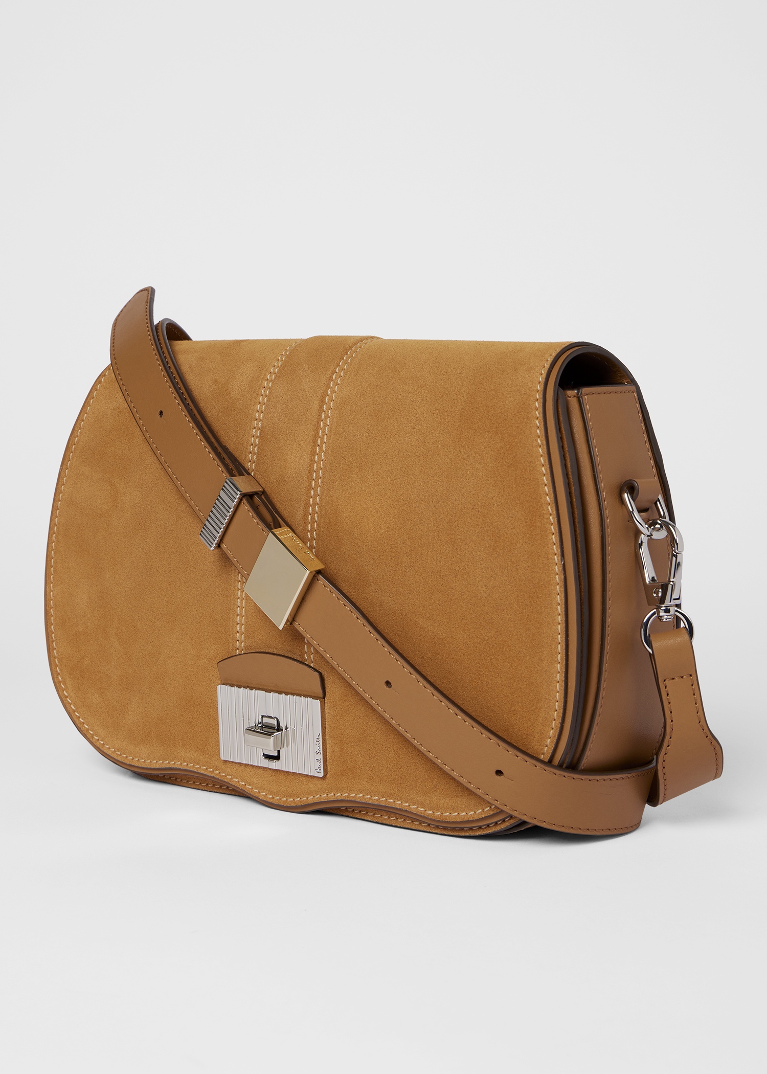 Women's Tan Suede Cross Body Satchel Bag - 3