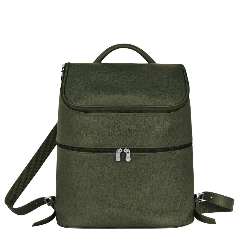 Le Foulonné Backpack Khaki - Leather 1