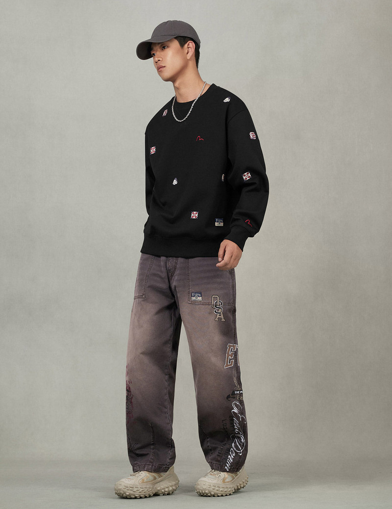 Allover Multi Logos Embroidery Relax Fit Sweatshirt 5