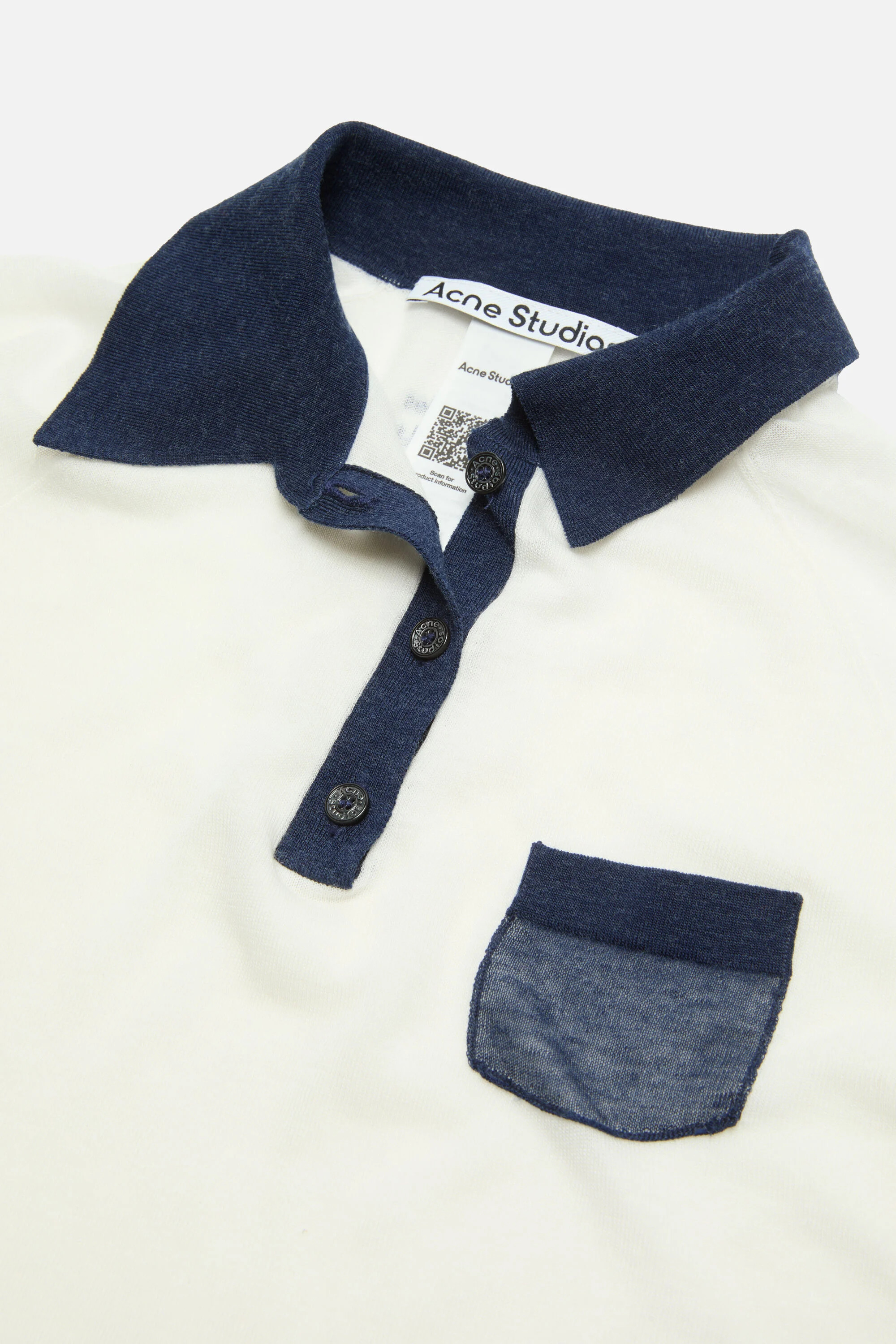 Short sleeve v-neck sweater - White/navy - 5