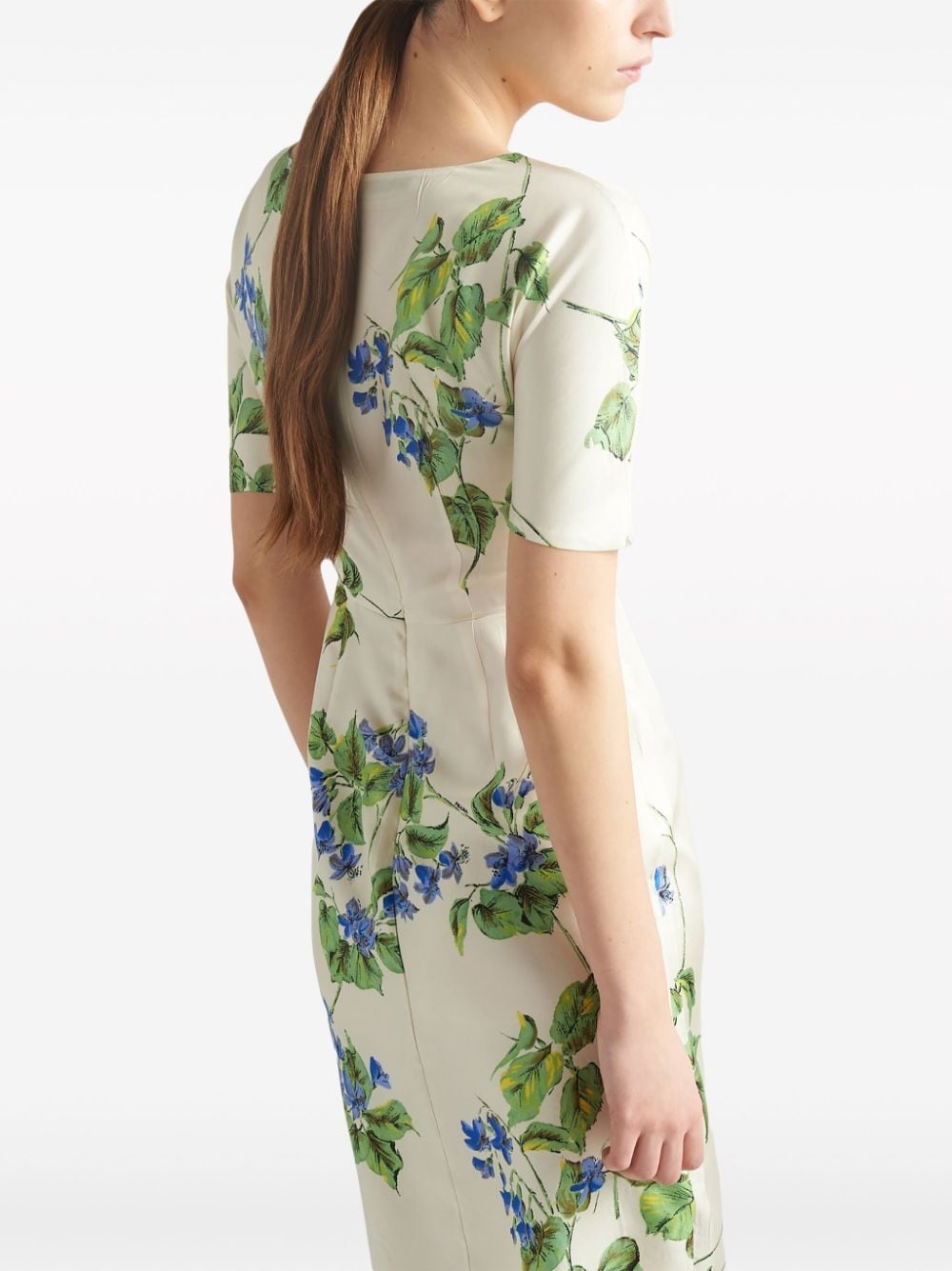 floral-print twill dress - 4