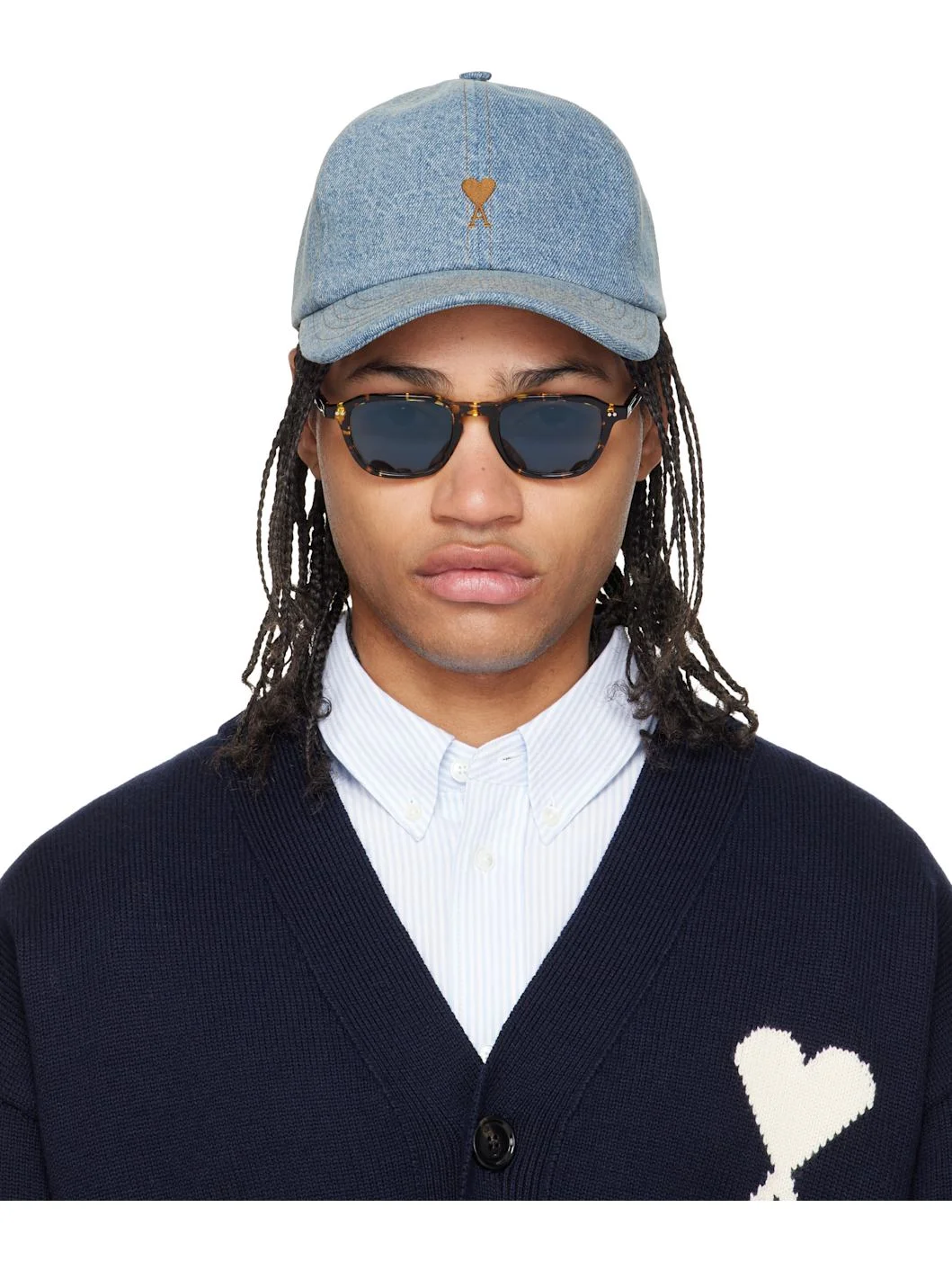 Blue Denim Ami de Coeur Embroidery Cap - 1