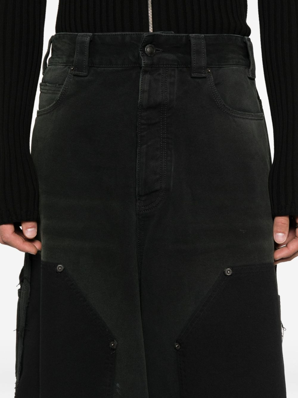 panelled cotton trousers - 5