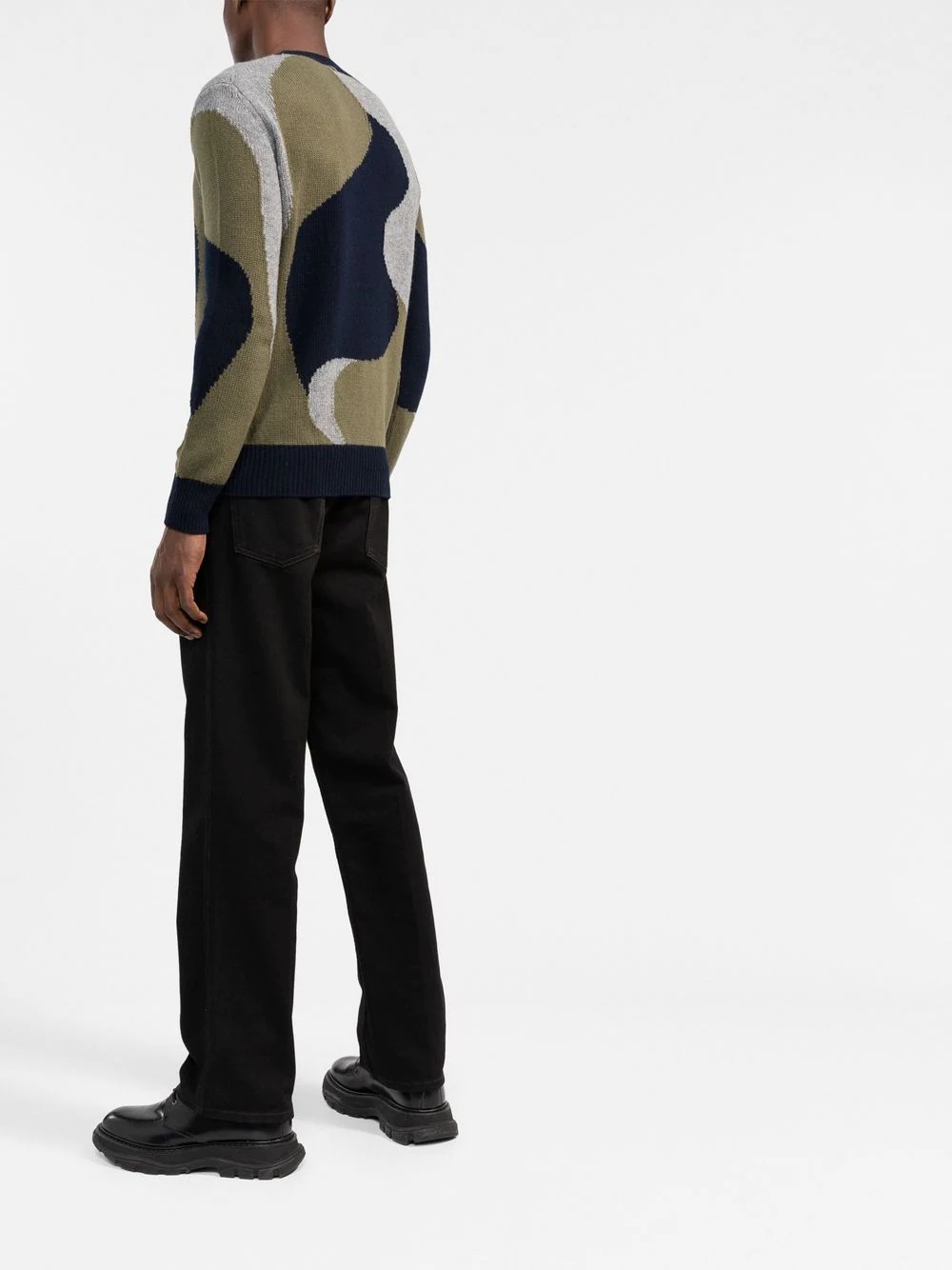 abstract-pattern knitted crew-neck jumper - 4