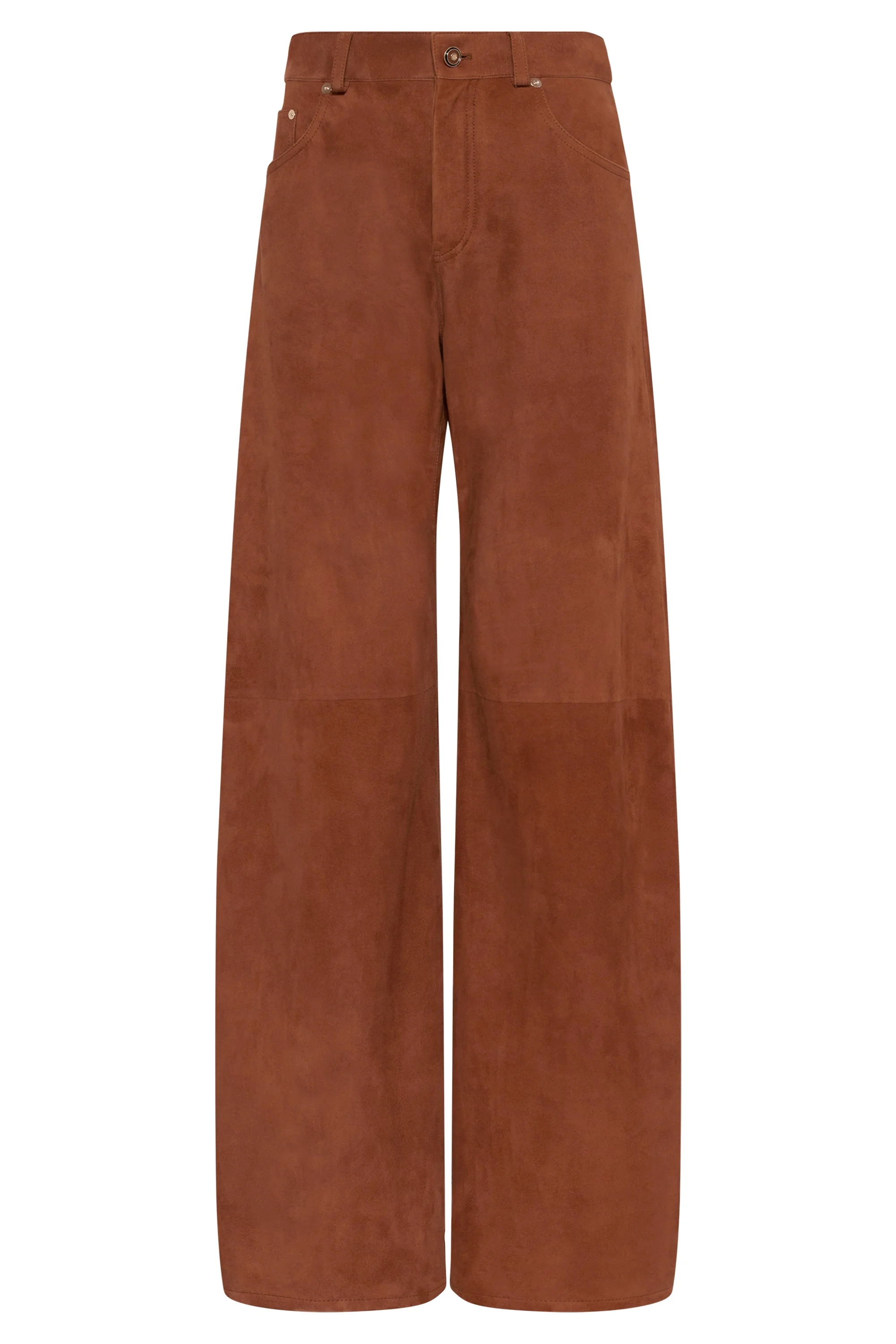 Amoret Barrel-leg Jean in Cognac Suede - 1