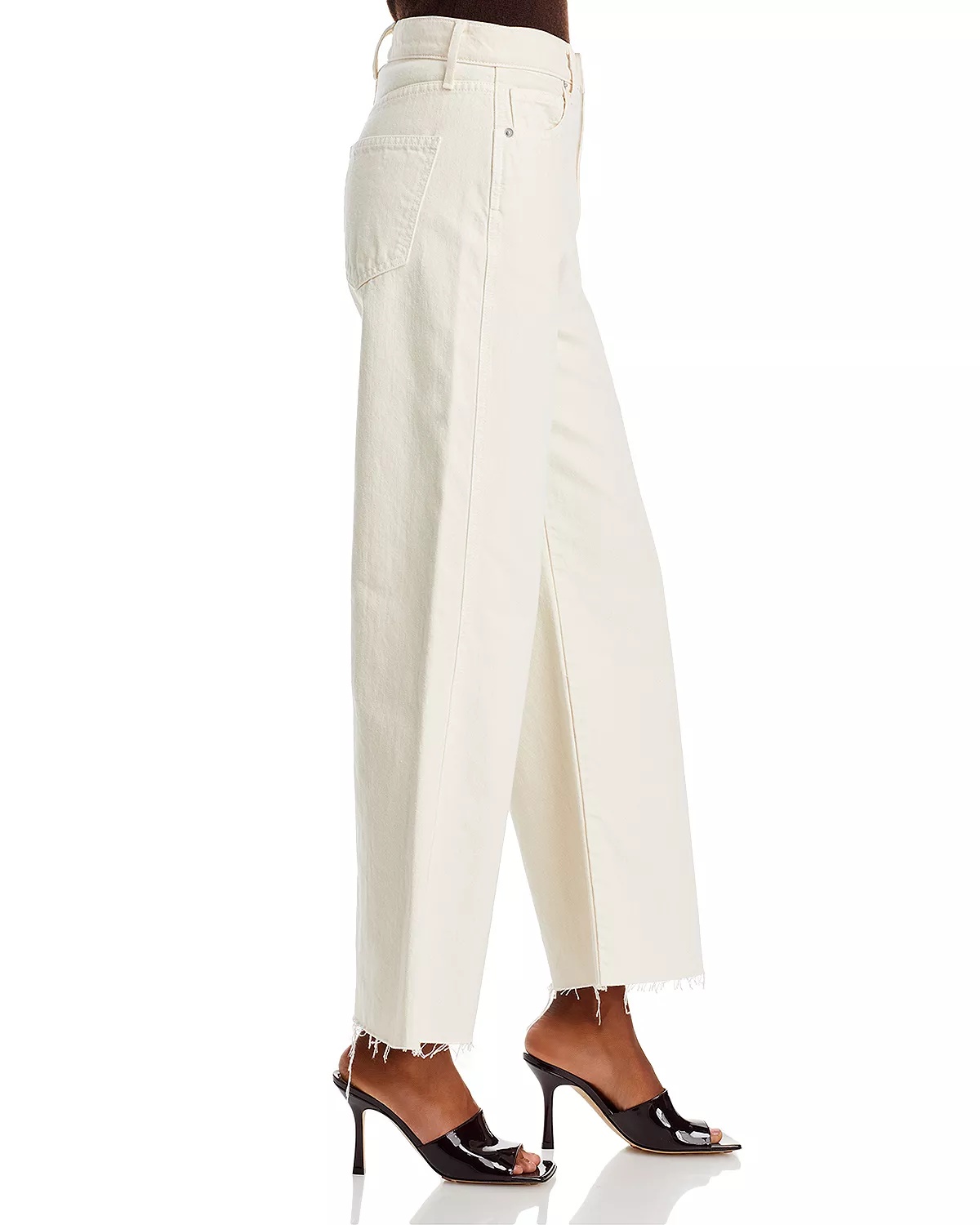 Taylor Cropped Wide Leg Jeans in Ecru - 5