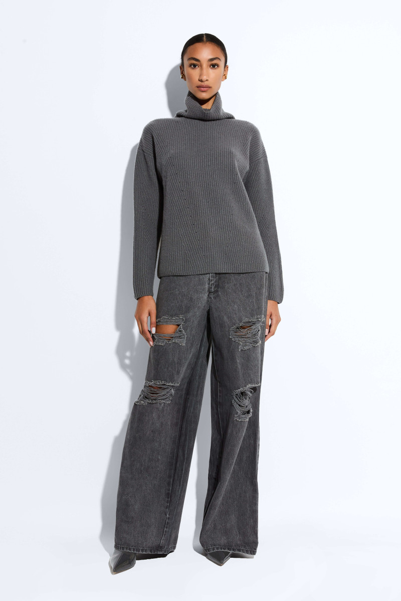 LAPOINTE Relaxed Denim Distressed Wide Leg Jean outlook