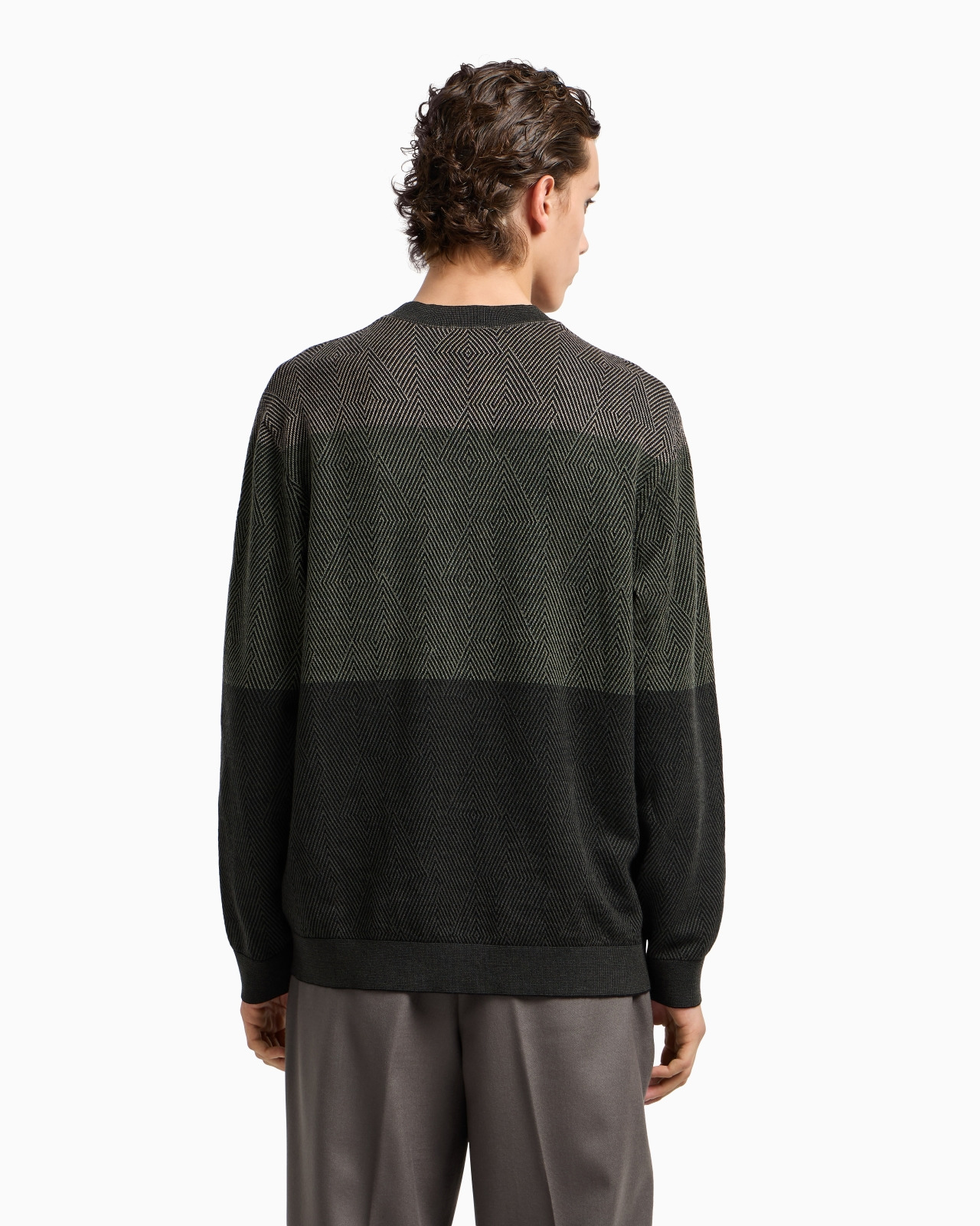 VIRGIN WOOL JUMPER WITH MICRO JACQUARD OP-ART DIAMONDS - 3