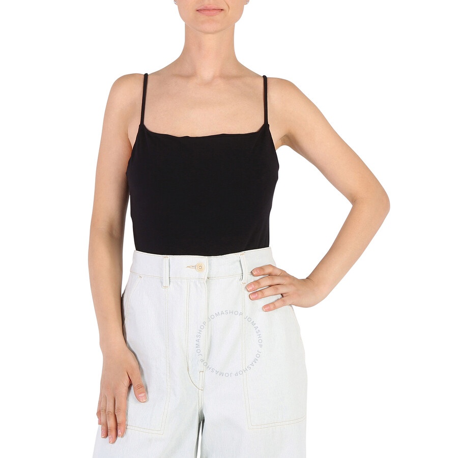 Agolde Ladies Black Square Neck Cotton-Blend Bodysuit - 4