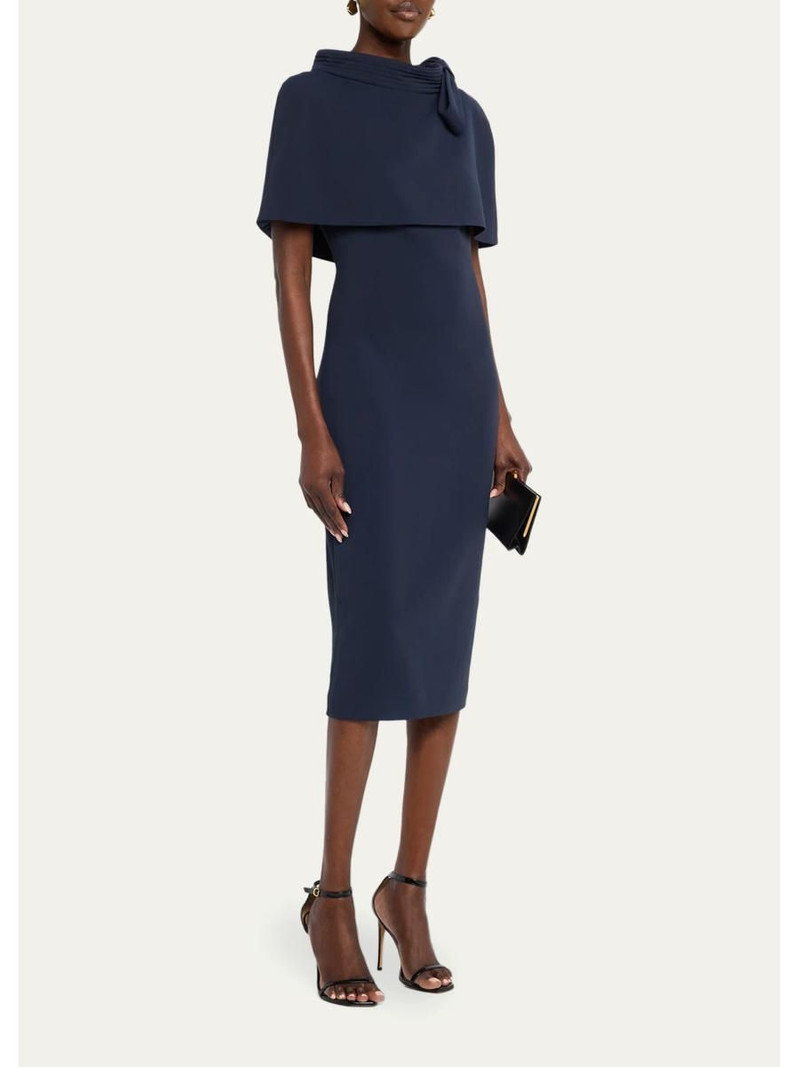 Bodycon Funnel-Neck Capelet Midi Dress 4