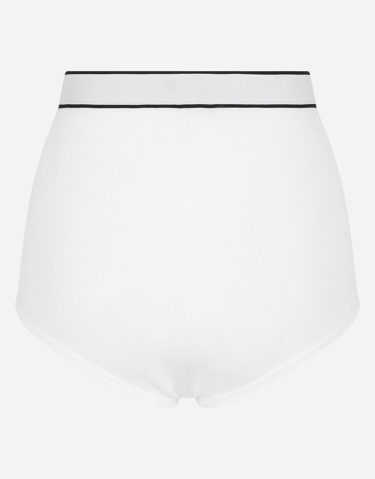 Fine-rib jersey high-waisted panties with branded elastic - 2
