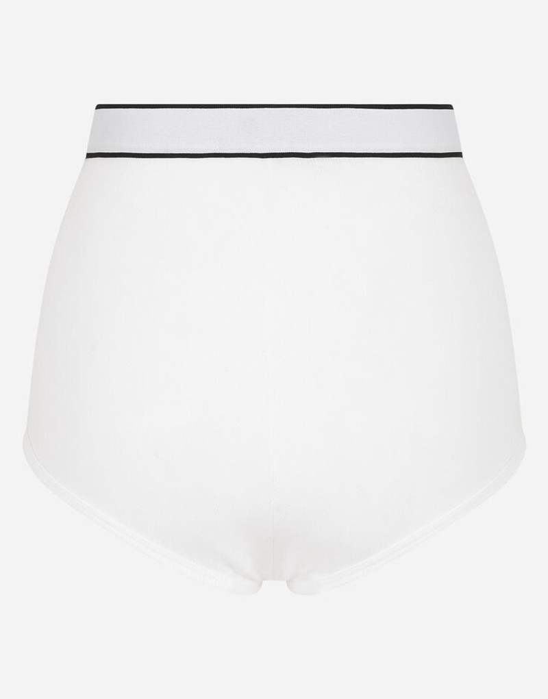 Dolce & Gabbana Fine-rib jersey high-waisted panties with branded elastic outlook