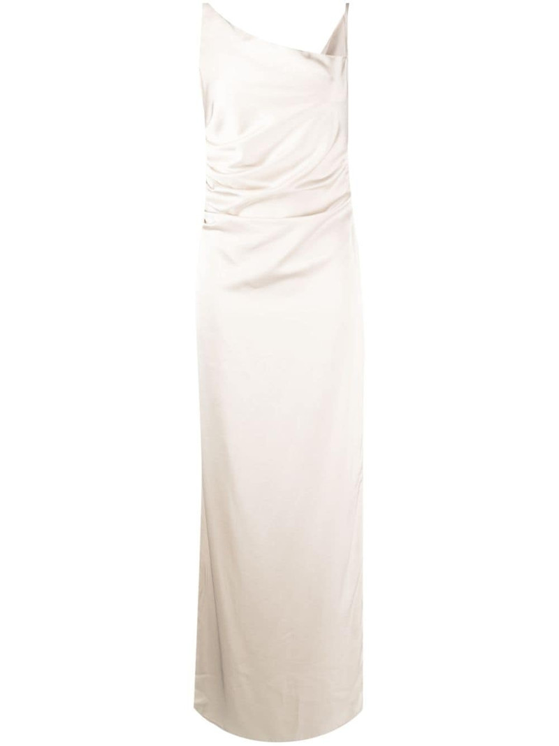 draped-design side-slit dress 1