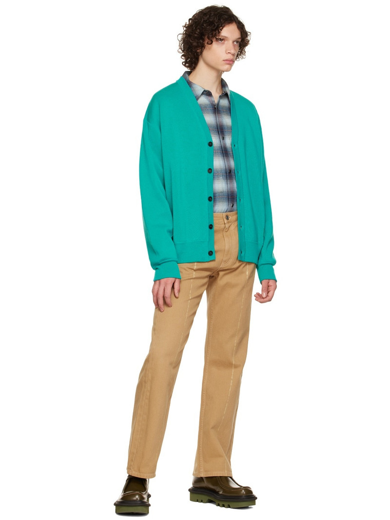 Wooyoungmi Blue Leather Label Cardigan outlook