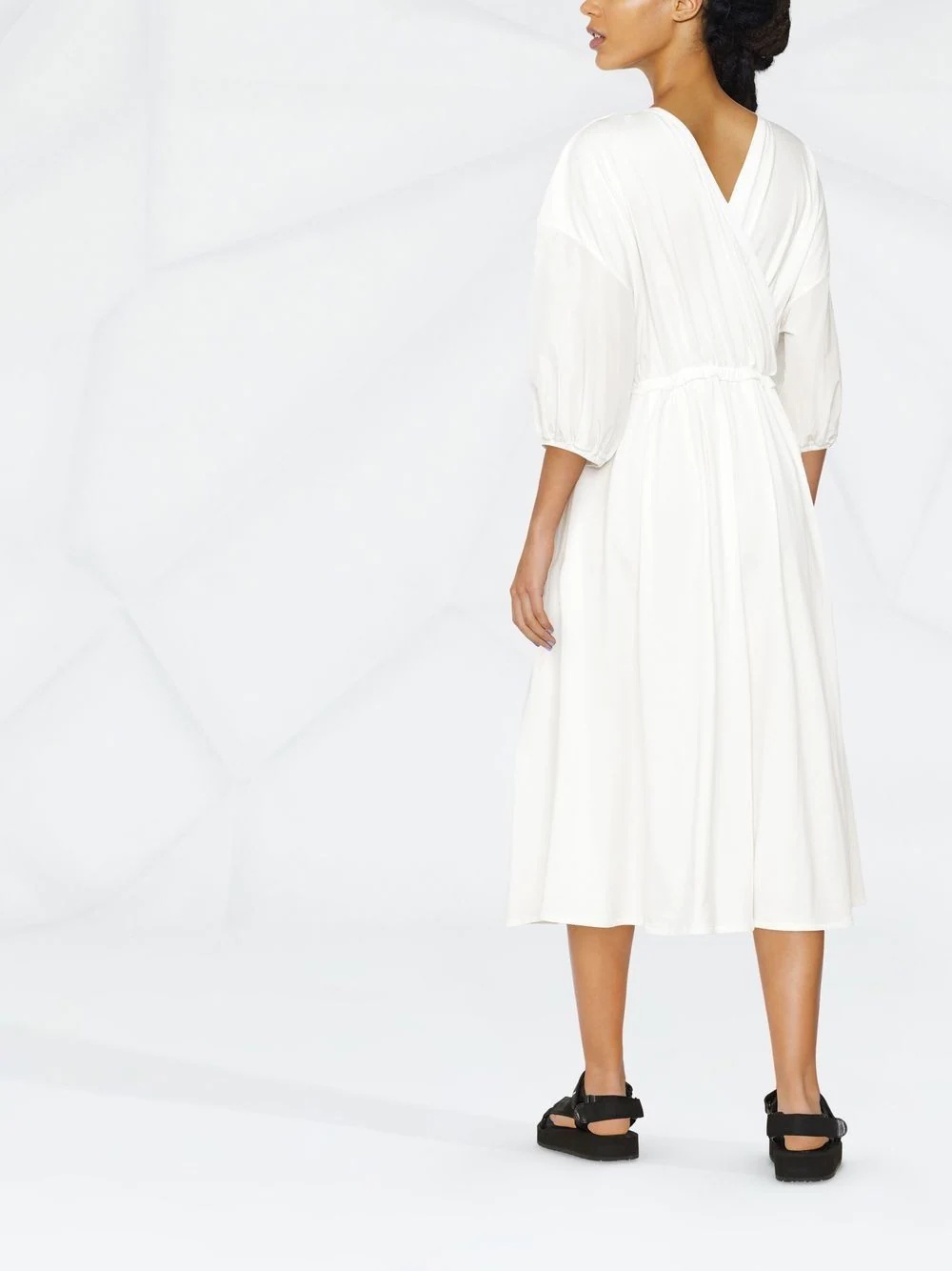 belted cotton midi dress - 4