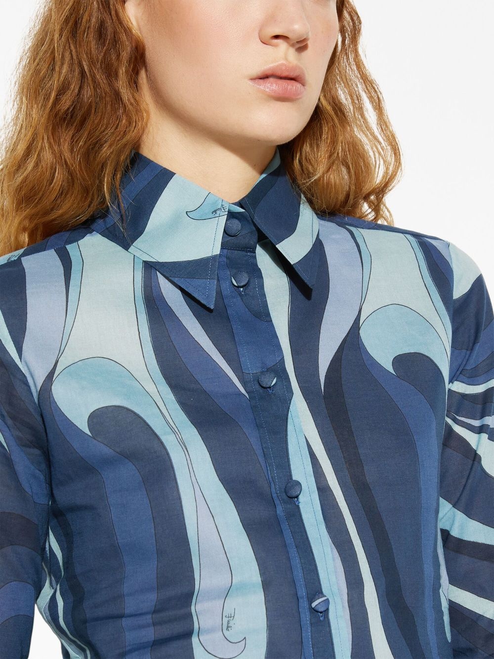 wave-print cotton shirt - 5