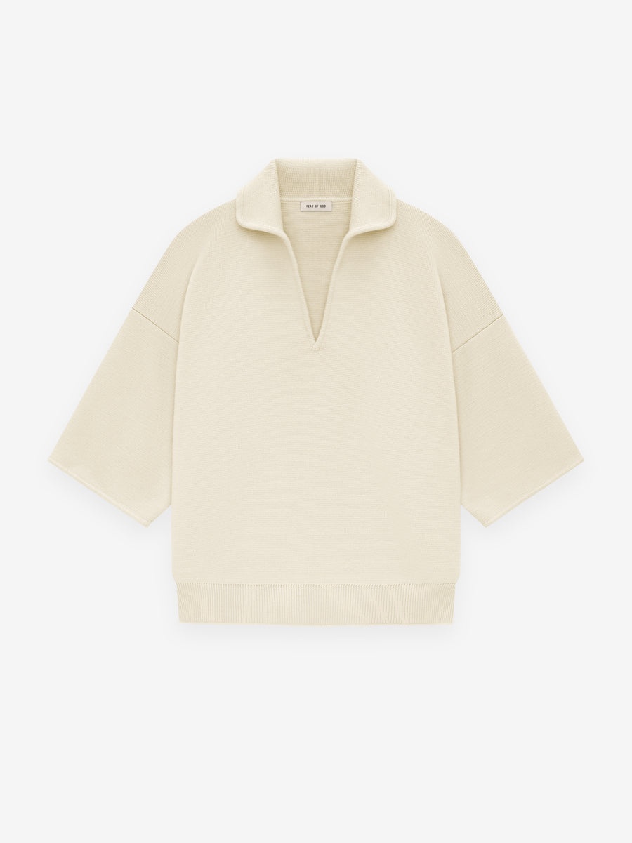 Merino Short Sleeve Polo Sweater - 1