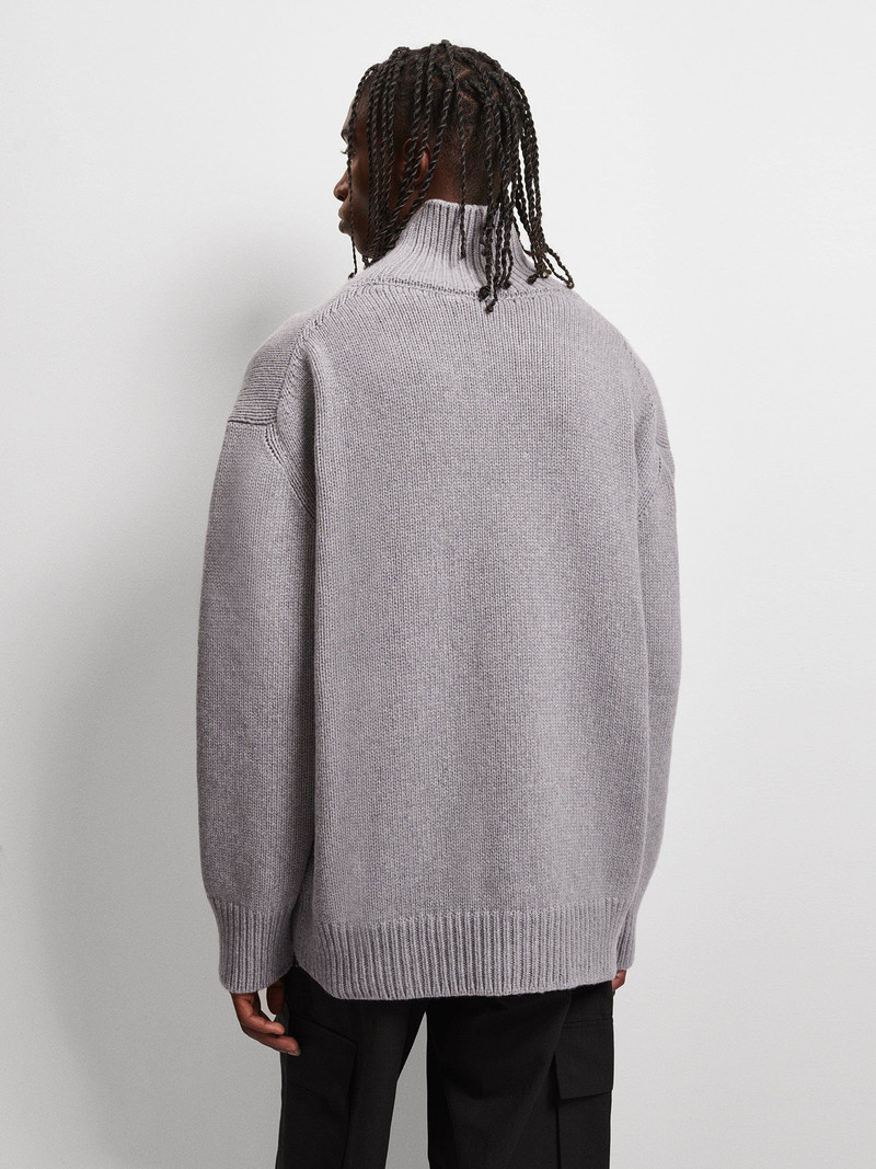 Men's Recycled Cashmere Turtleneck Sweater - Grey Marl 3