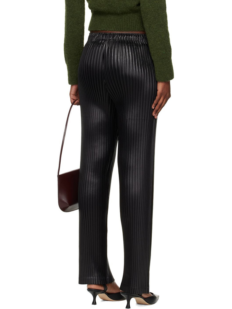 Black Glossed Metal Pleats Trousers 3
