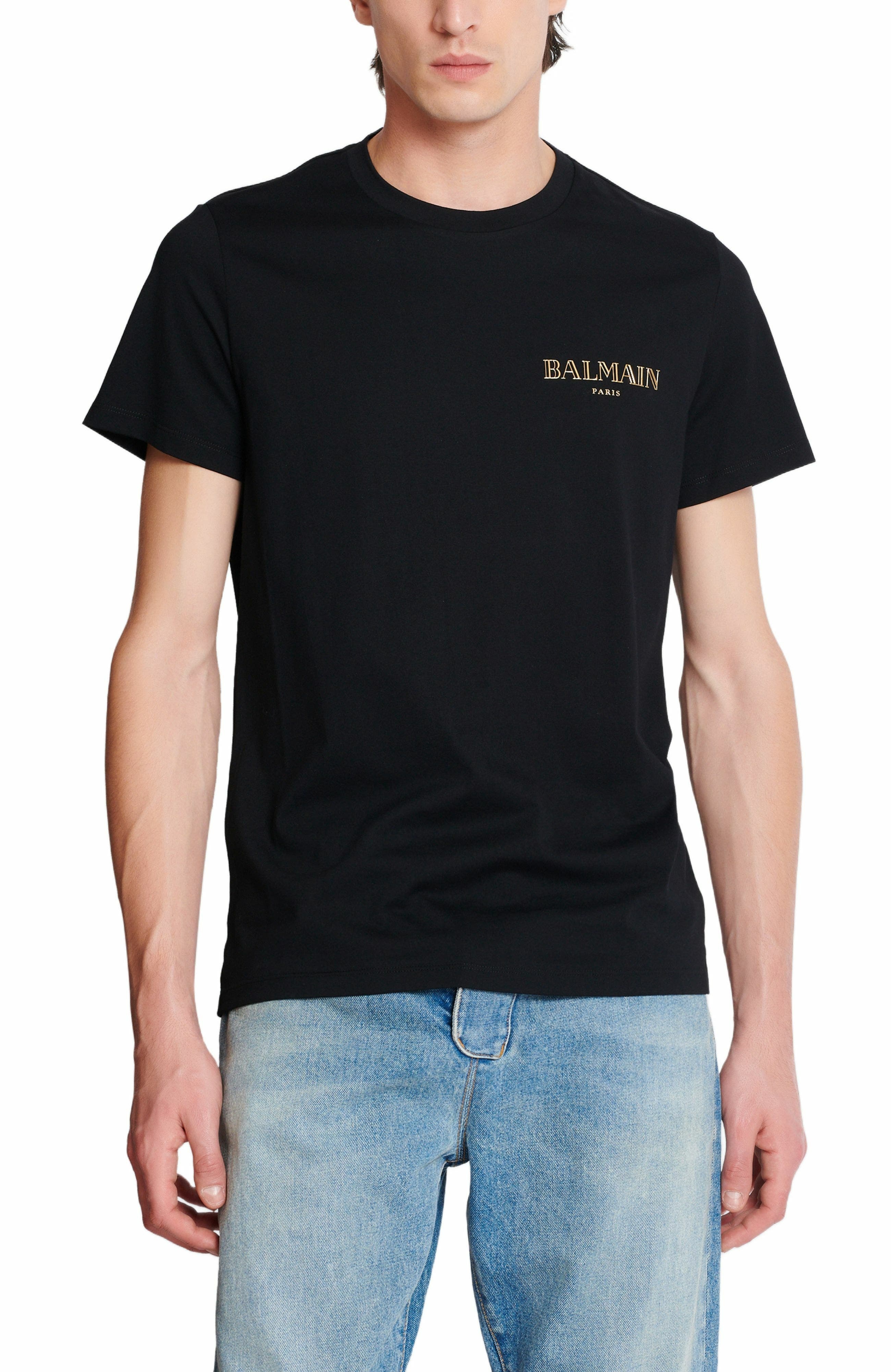 T-shirt with vintage gel Balmain logo in Black at Nordstrom - 6