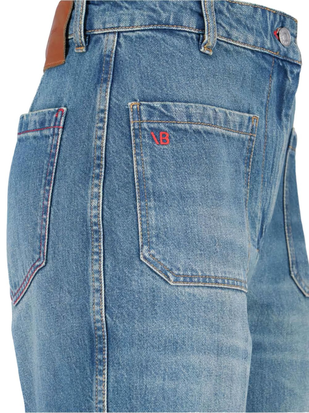 topstitching-detail patch-pocket jeans - 4