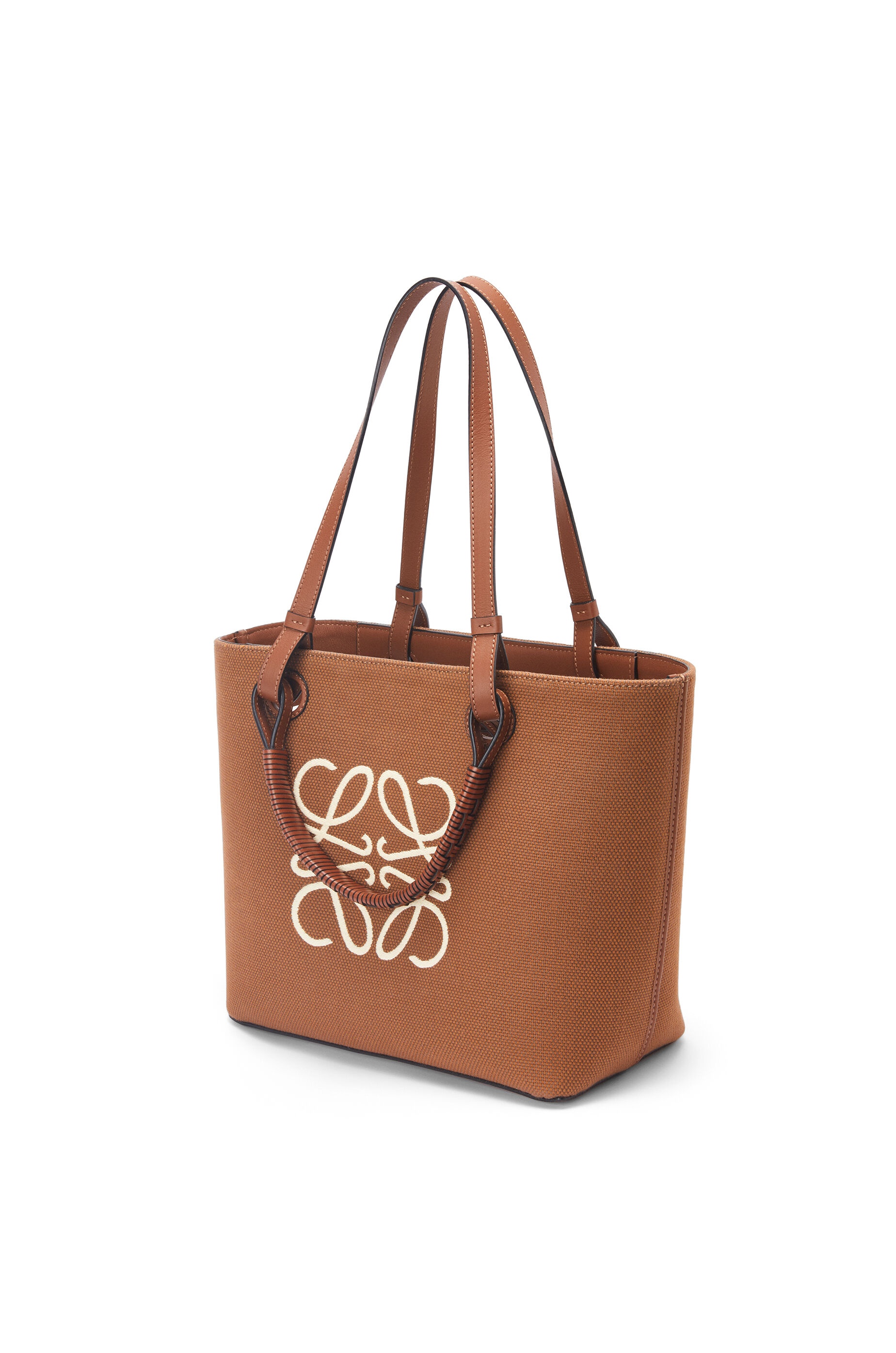 Small Anagram Tote bag in jacquard and calfskin - 3