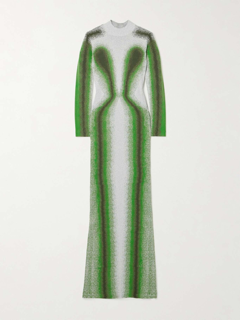 Metallic stretch jacquard-knit maxi dress - 1