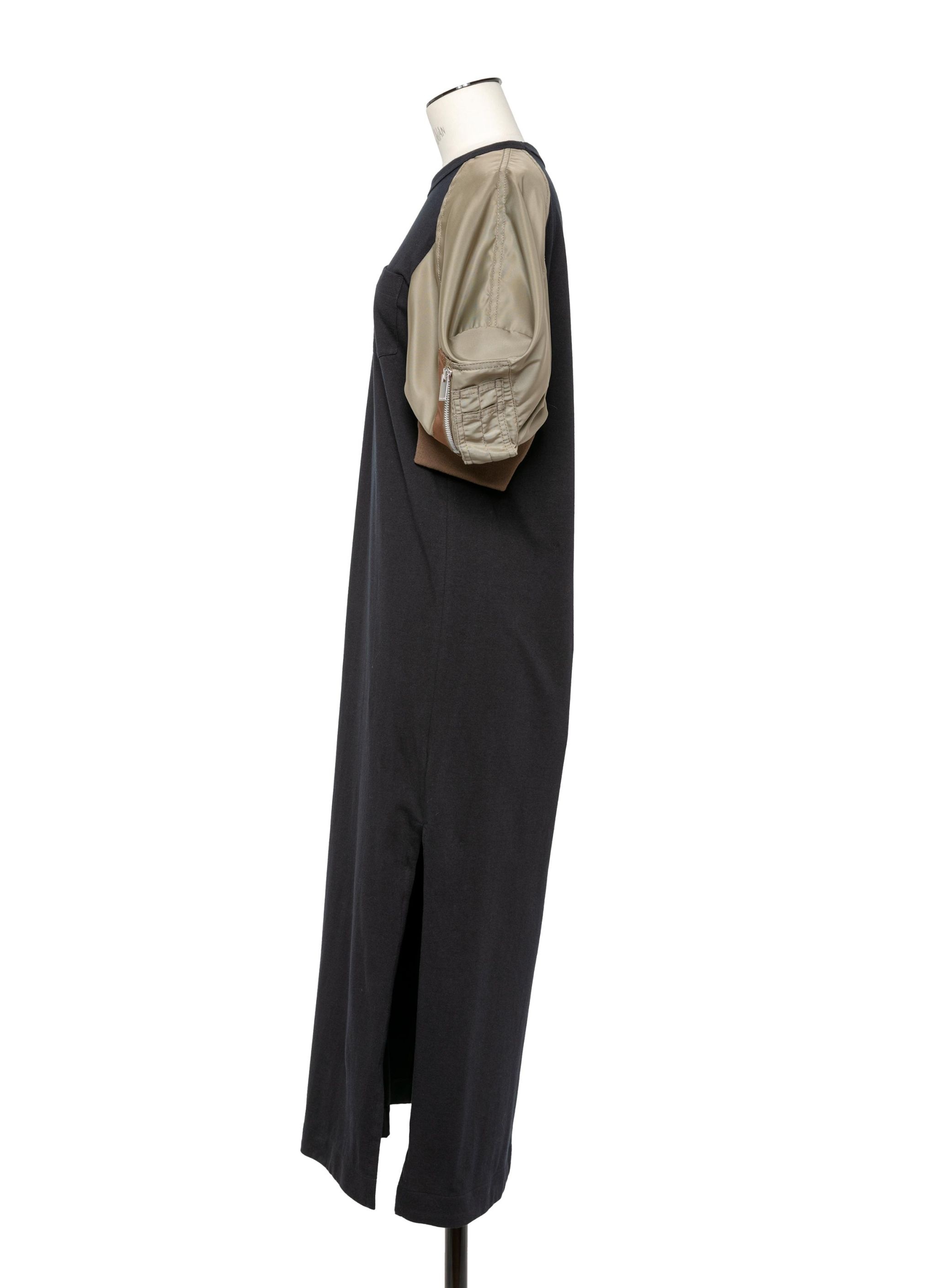 Nylon Twill Mix Cotton Jersey Dress - 3