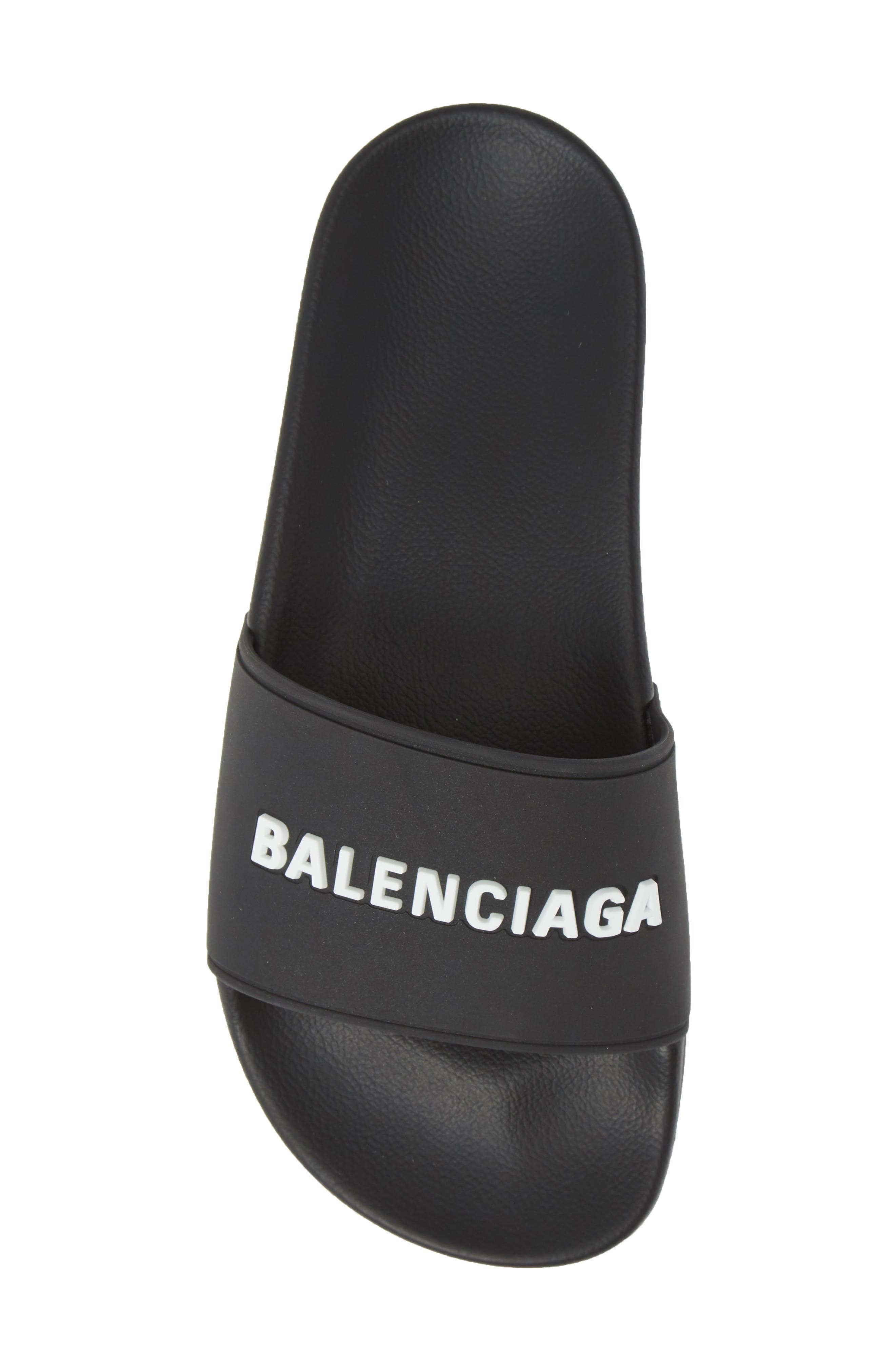 Balenciaga Logo Sport Slide in Black/white at Nordstrom - 5