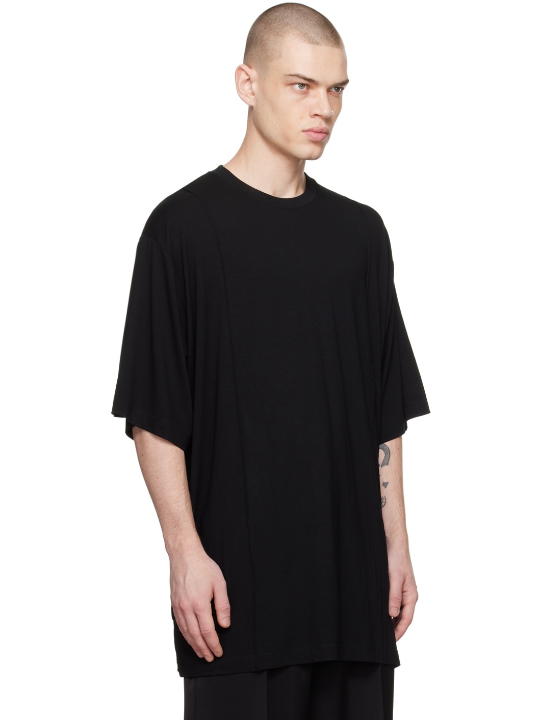 Black Oversized Creased T-Shirt - 2