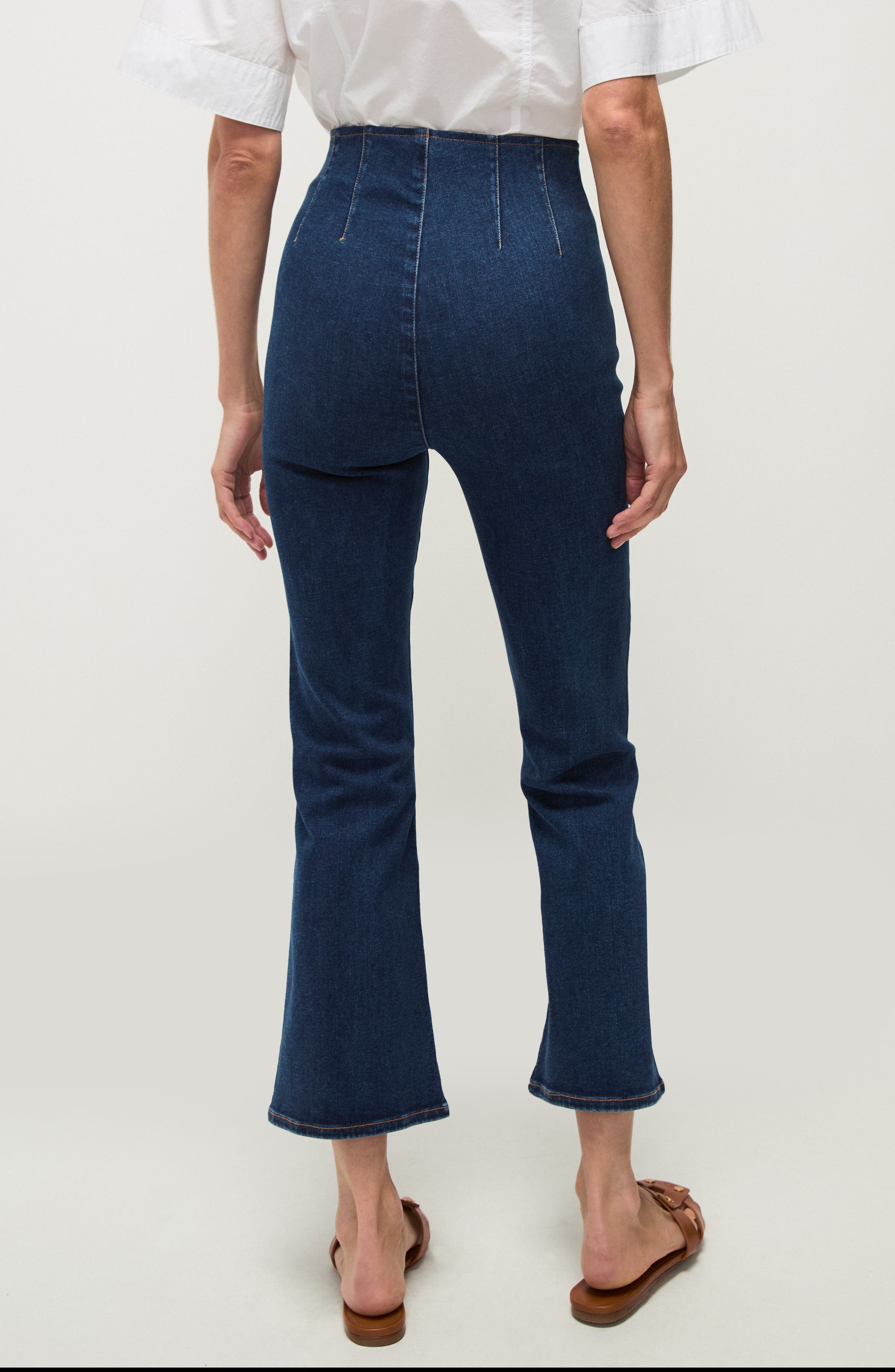 Veronica Beard Carson Off-Duty High Waist Ankle Flare Jeans in Bright Blue at Nordstrom - 3