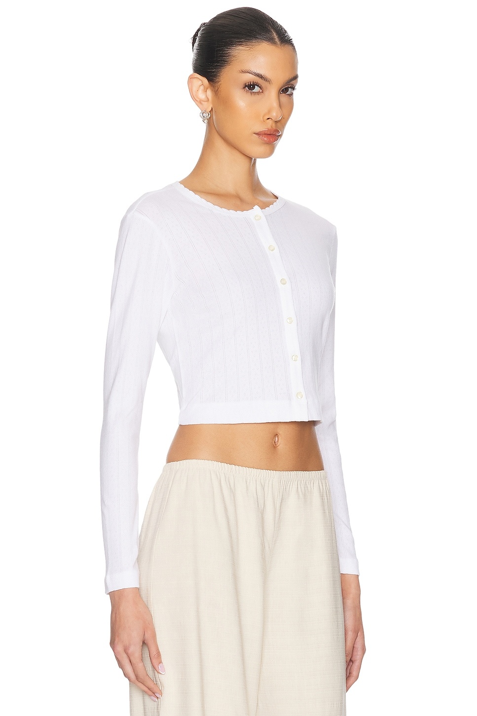 Pointelle Crop Cardigan - 2