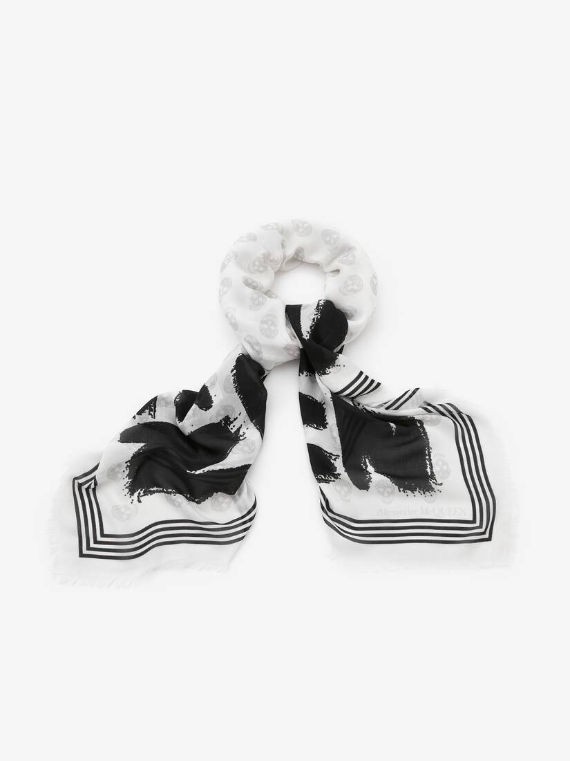 Mcqueen Graffiti Biker Foulard in White/black - 2