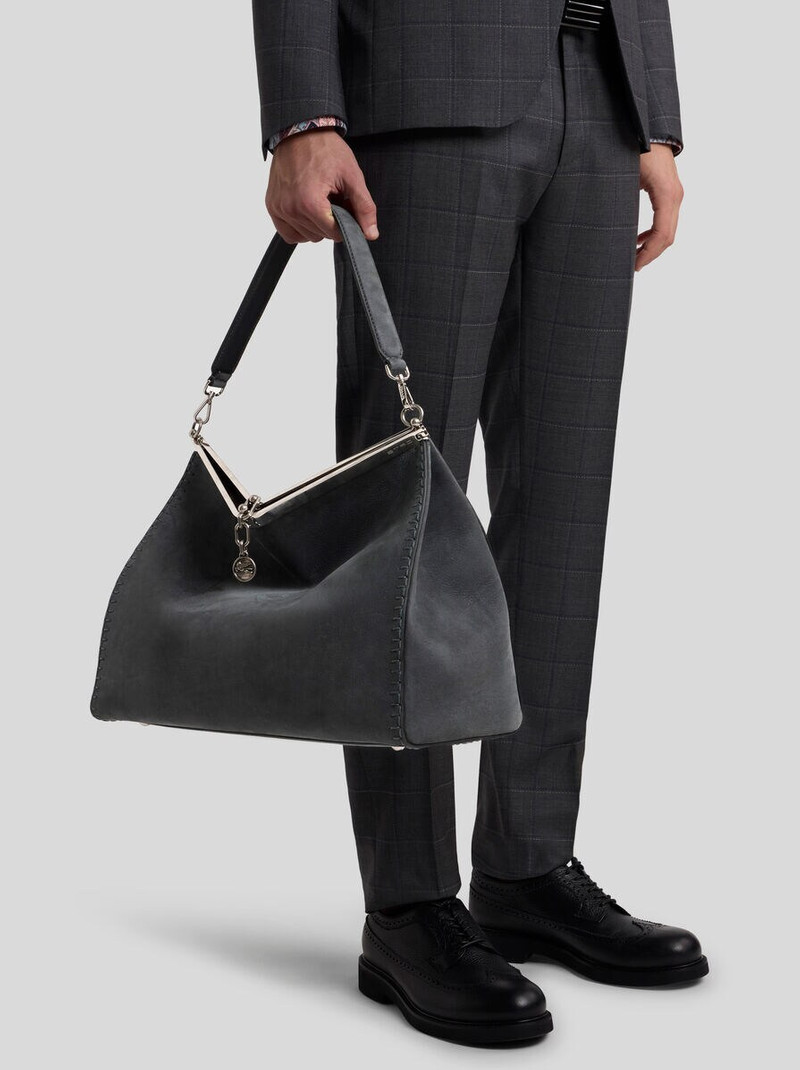 LARGE NUBUCK LEATHER VELA BAG 3