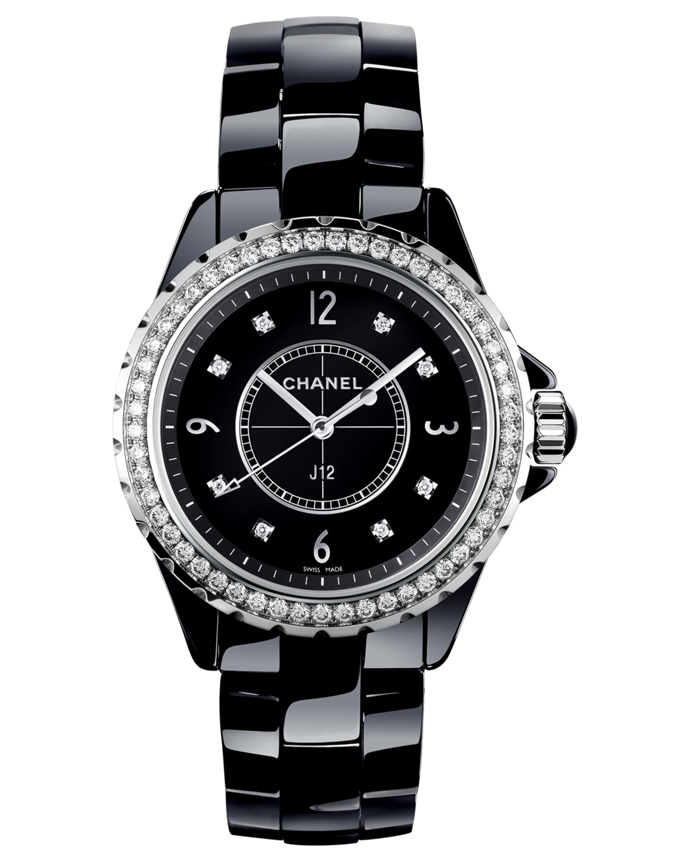 J12 Black 33MM Ceramic Watch with Diamonds - 1
