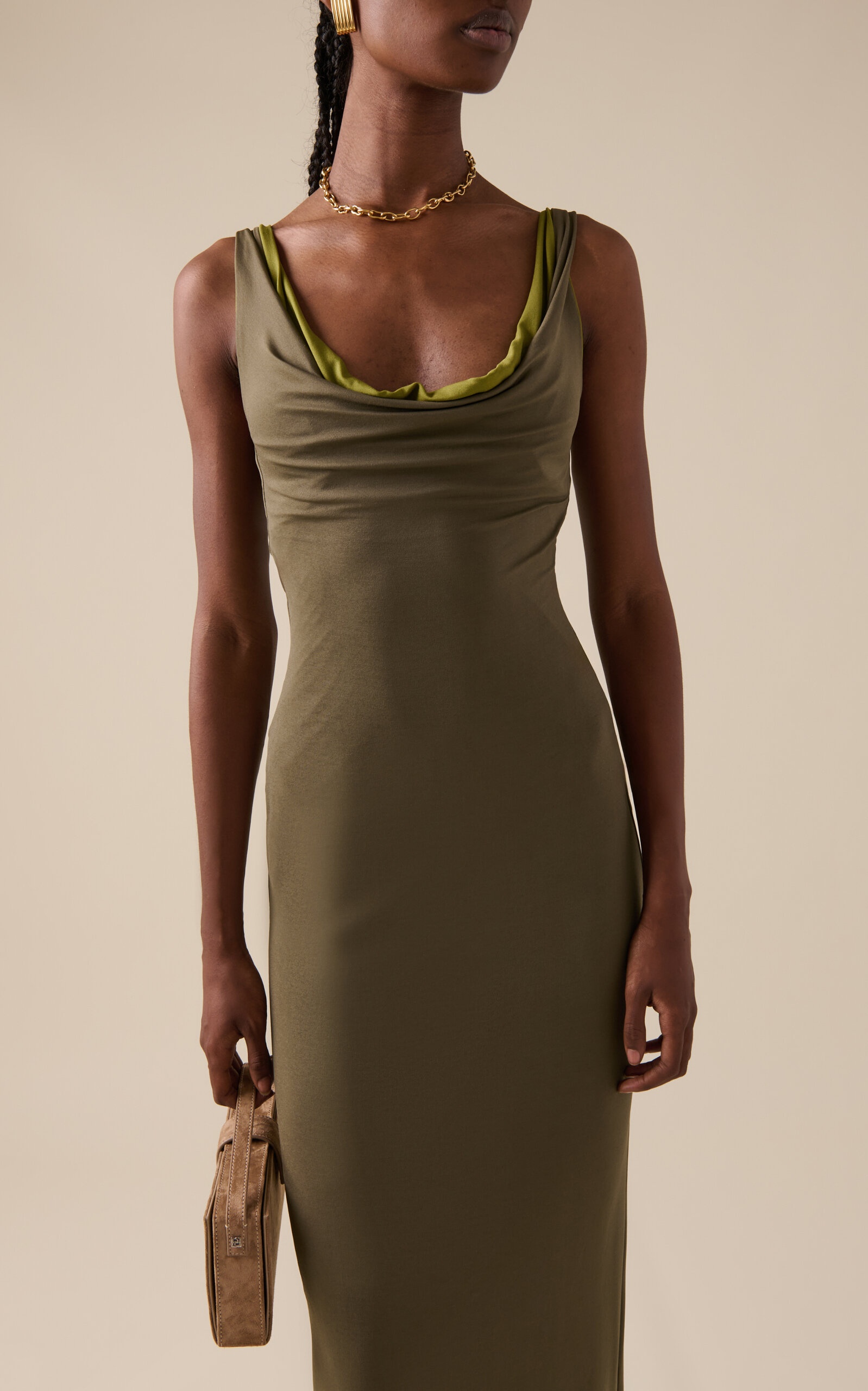 Scoop-Neck Maxi Dress khaki - 3