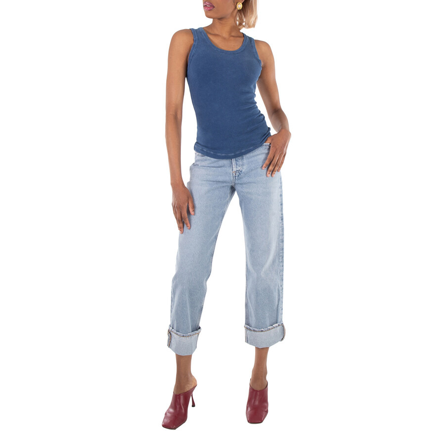 Agolde Ladies Force/Vint Marbled Fran Low Slung Straight Jeans - 6