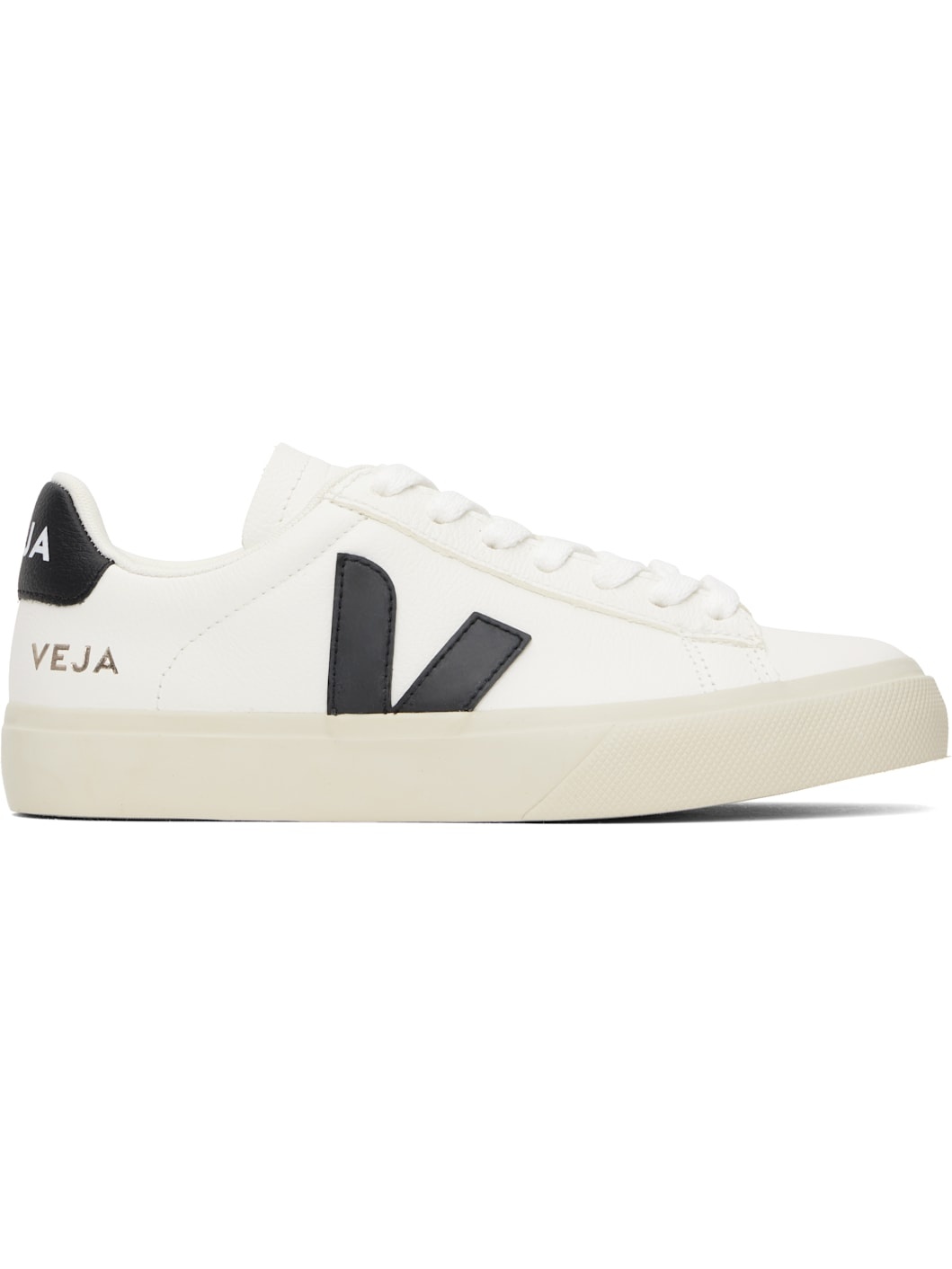 White & Black Campo Leather Sneakers - 1