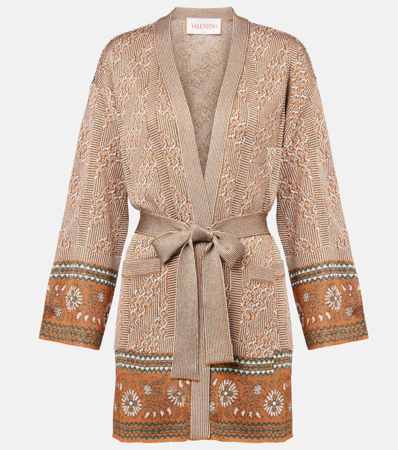 Jacquard lamé wrap cardigan 1