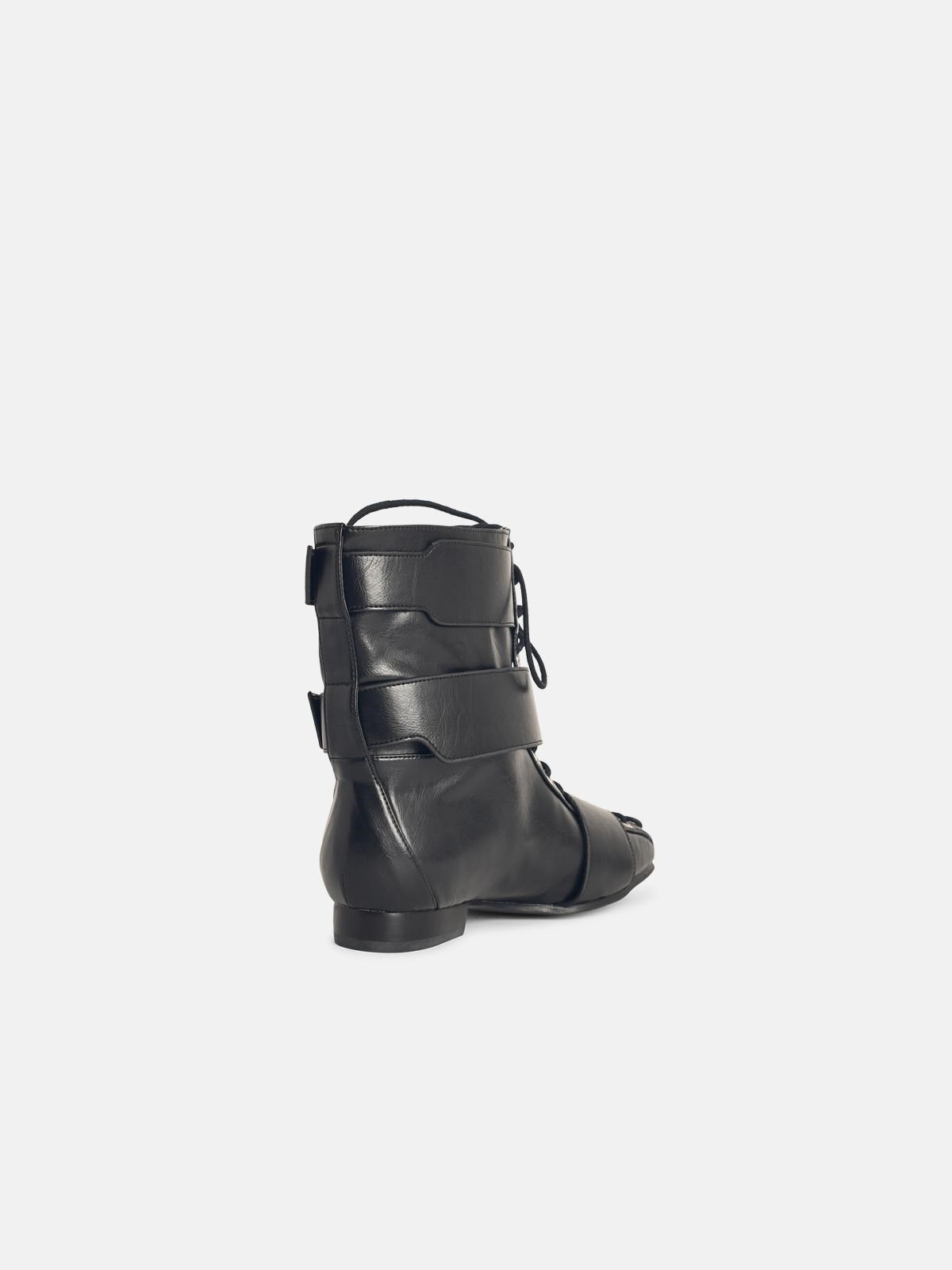 BLACK SYNTHETIC BOOTS - 3