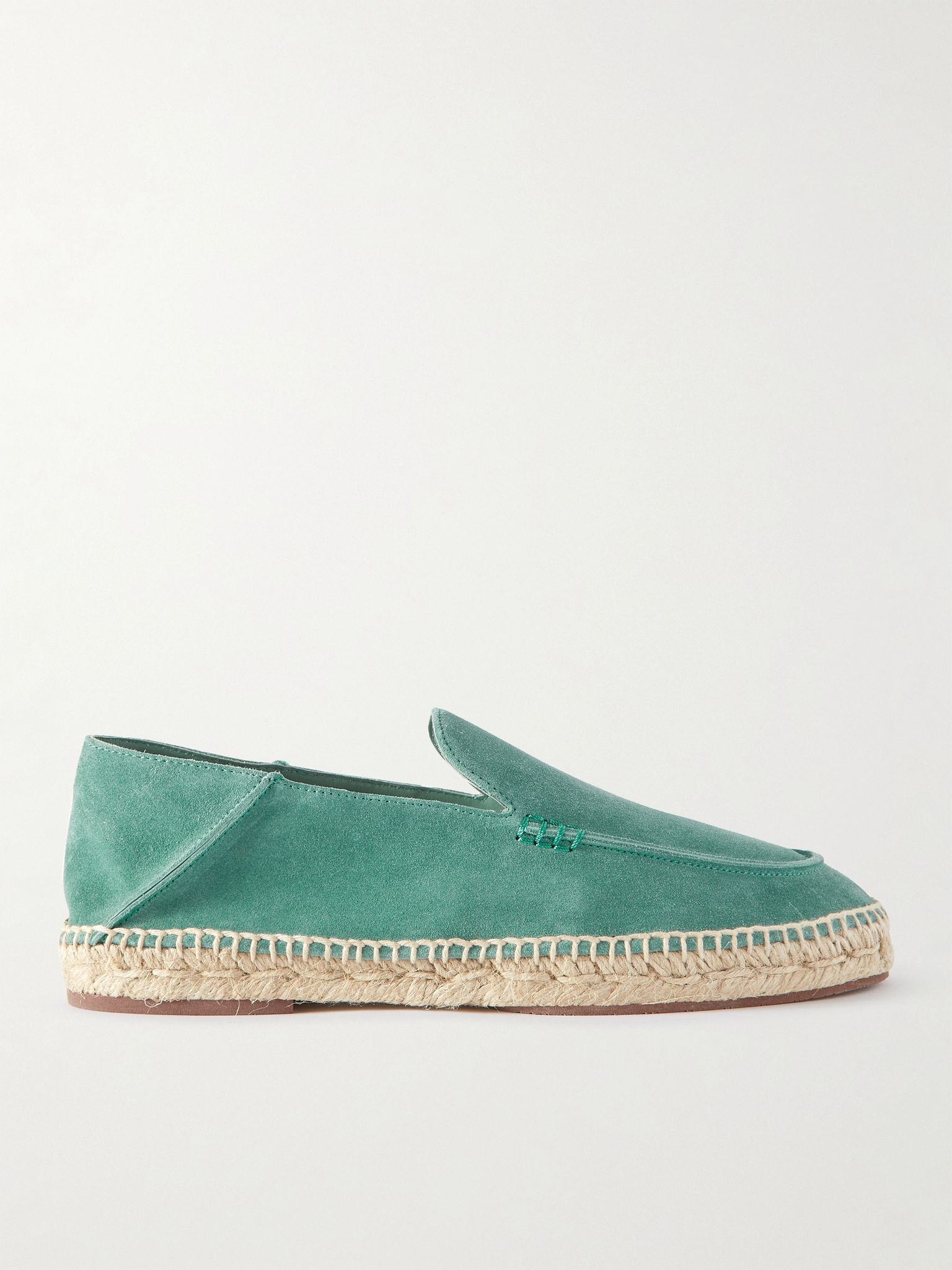 Seaside Walk Collapsible-Heel Suede Espadrilles Green - 1