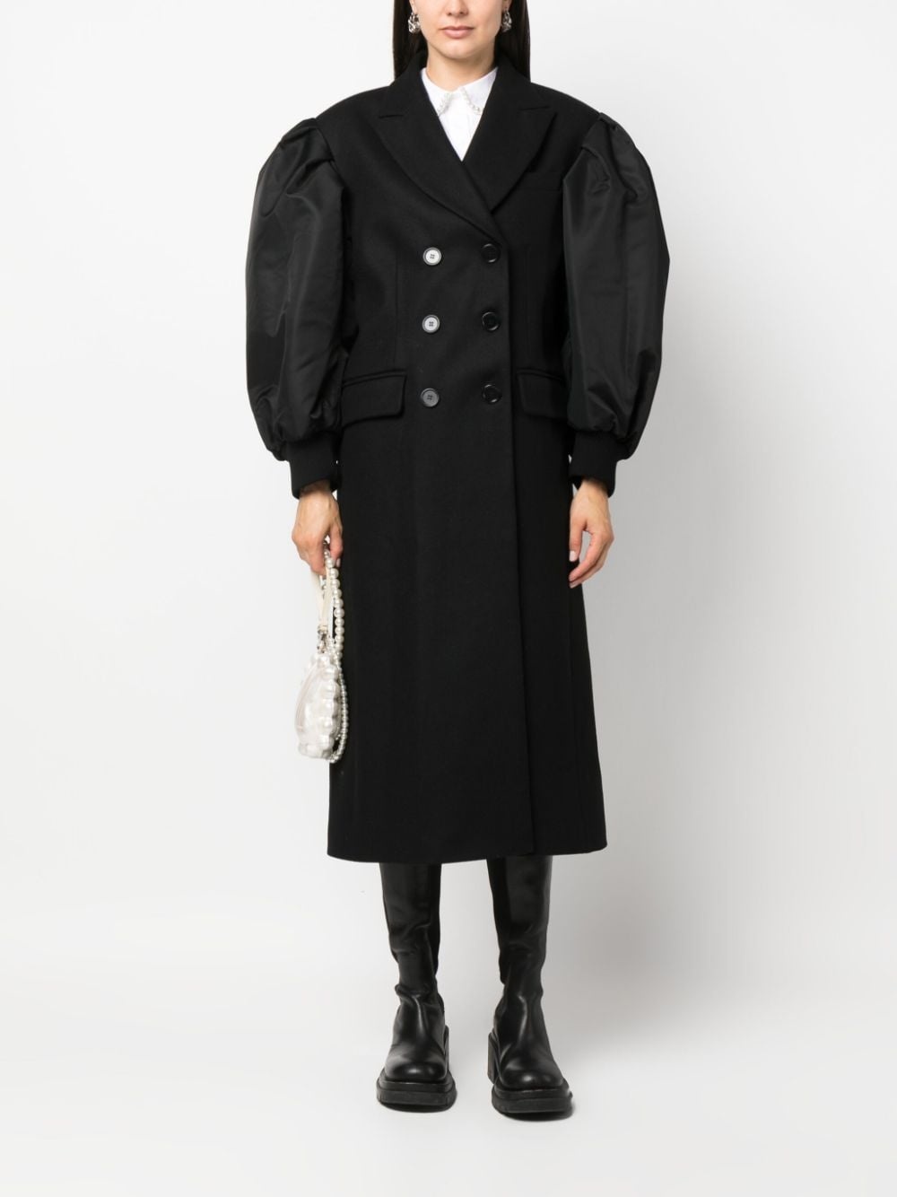 double-breasted wool-blend coat - 2