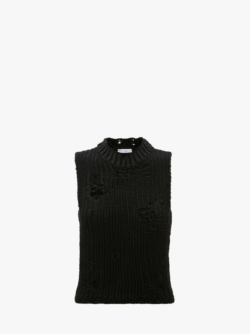 DISTRESSED CROPPED SLEEVELESS VEST - 1