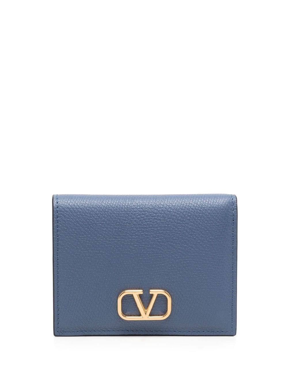 V-logo pebbled wallet - 1