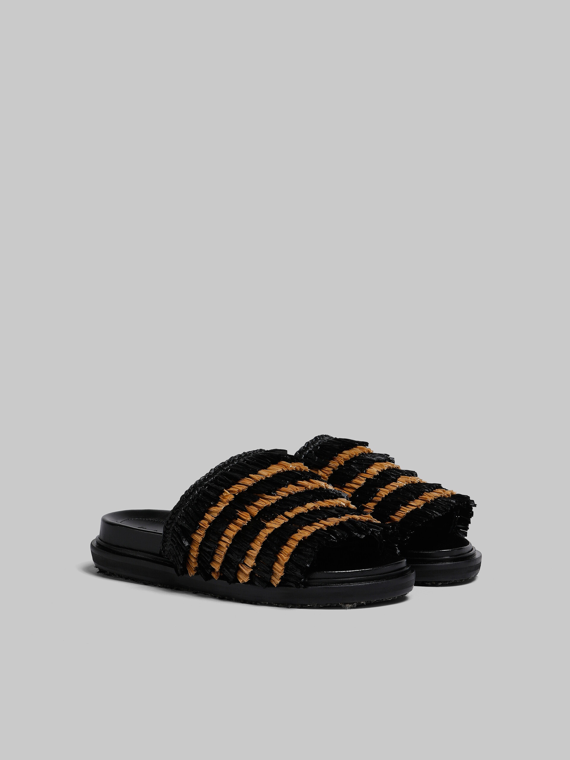 BLACK FRINGE SLIDE SANDAL - 2