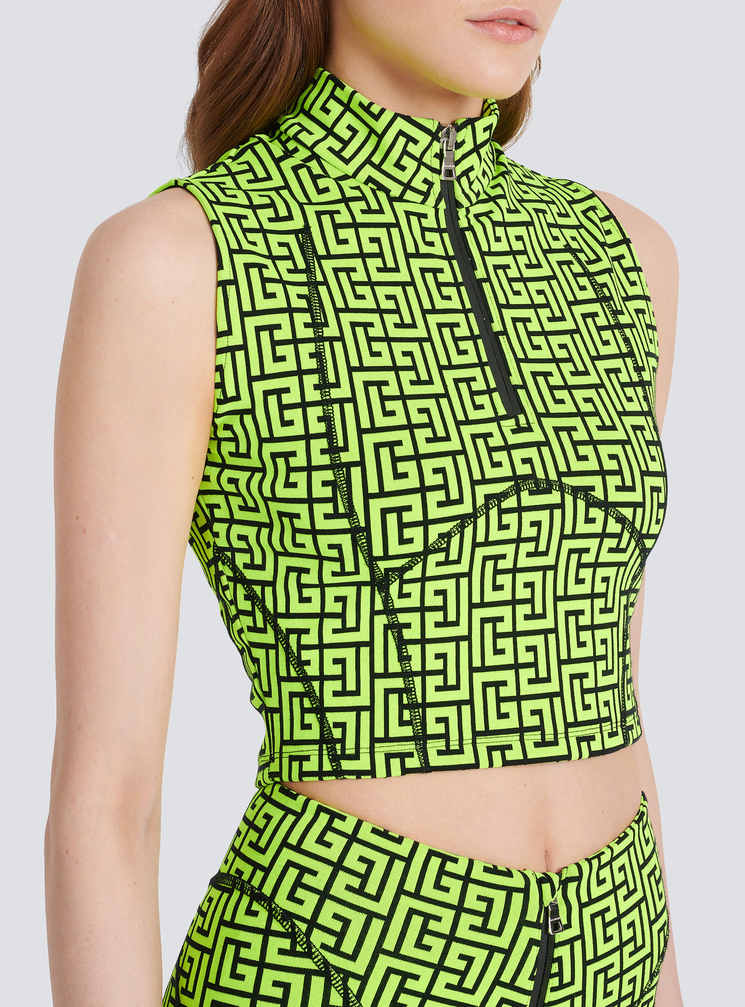 Balmain Jersey crop top with Balmain monogram | REVERSIBLE