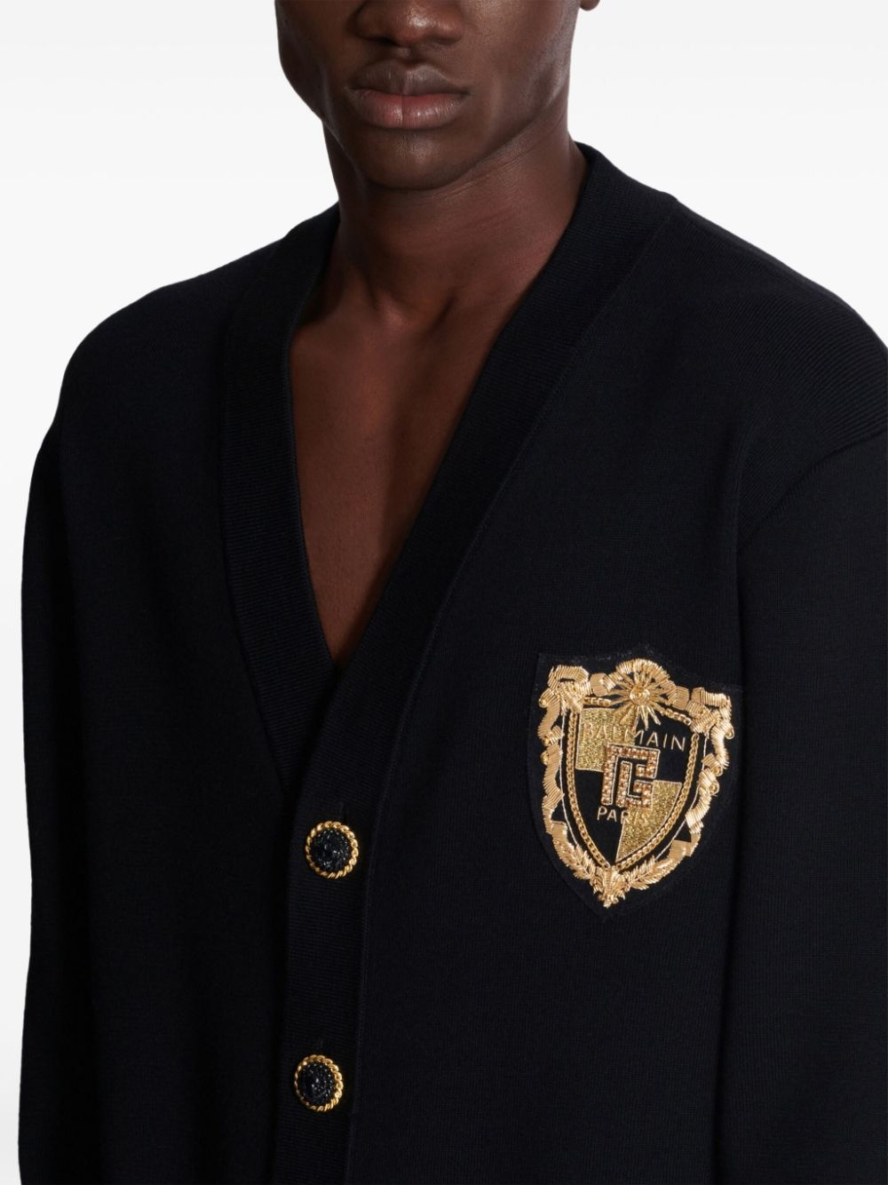 logo-patch cardigan - 7