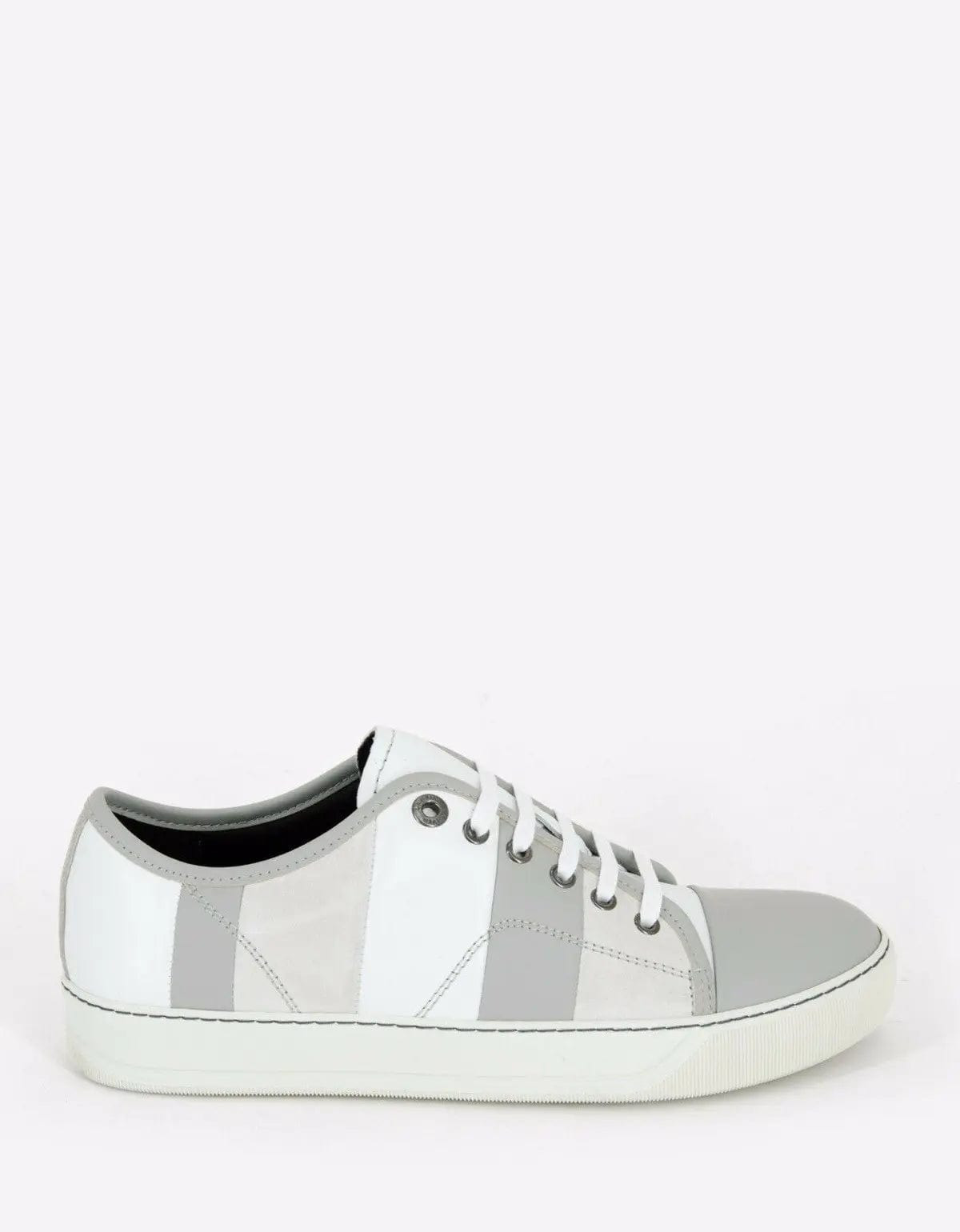 Lanvin White Mixed Leather Striped Trainers - 2