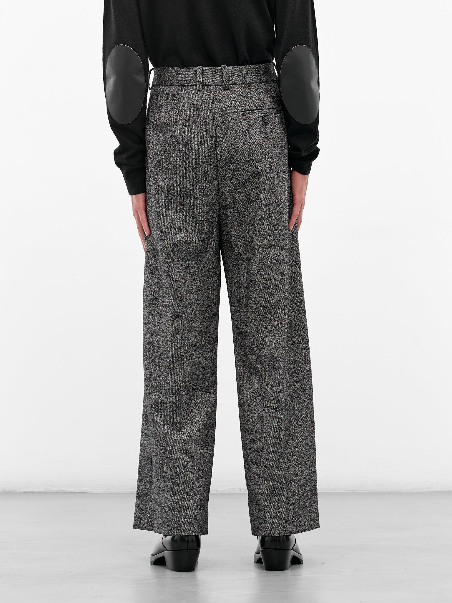 Gray Twill Wide Leg Trousers - 3