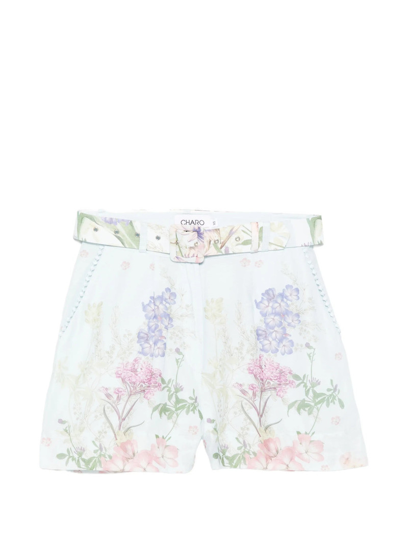 Charo Ruiz Pansy Floral-print Belt Shorts 1